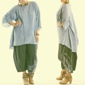 BLUE FISH LONG ANA TUNIC TOP SEAFOAM NWT